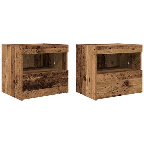 Armadi Laterali  con Luci LED 2 pezzi Legno Vecchio 50x40x45 cm - Foto 1