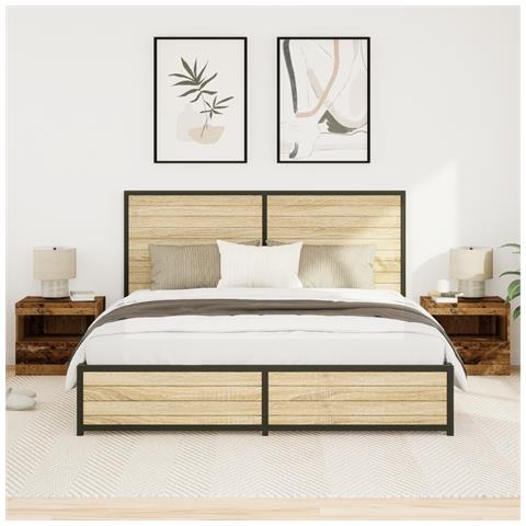 Armadi Laterali  con Luci LED 2 pezzi Legno Vecchio 50x40x45 cm - Foto 2