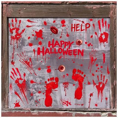 Adesivi Per Finestre Con Impronte Di Mani - Set Da 4 Per Decorazioni Di Halloween - Foto 5