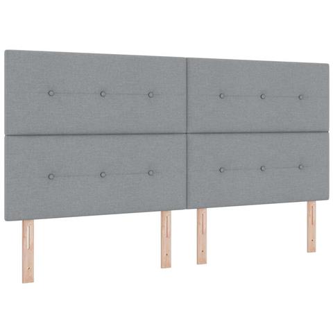 Letto a molle con materasso Grigio chiaro 200 x 200 cm Tessuto - Foto 1