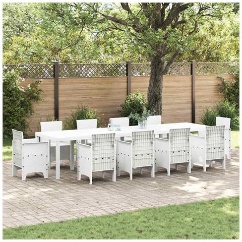 Tavolo da Giardino Bianco 350 x 100 x 73 cm polyrattan - Foto 2
