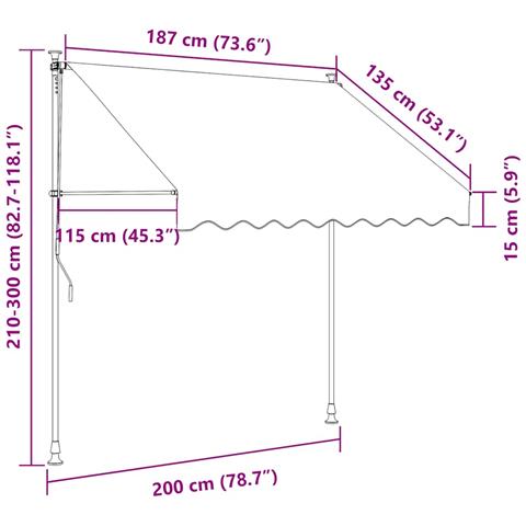 Lusso Casadino -  Tenda Da Sole Retrattile Manuale 200 Cm Arancione E Marrone - Foto 7