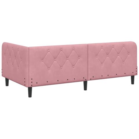 Cornice del letto ad angolo Rosa 90 x 190 cm Velluto - Foto 9