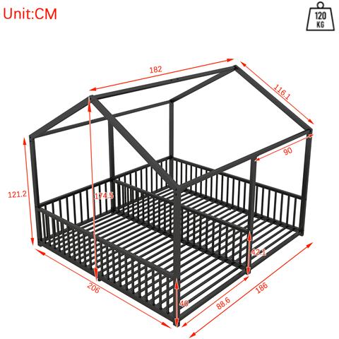 Letto A Castello Modello Casa In Metallo, Per Due Bambini, Robusto - Foto 3