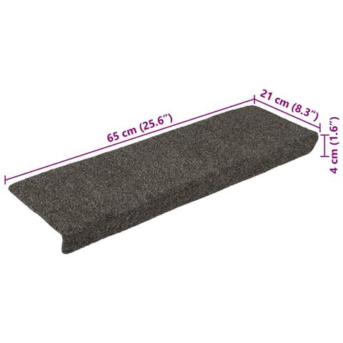 Tappetini per scale autoadesivi 30 pz 65x21x4 cm Antracite Bordo rettangolare - Foto 8