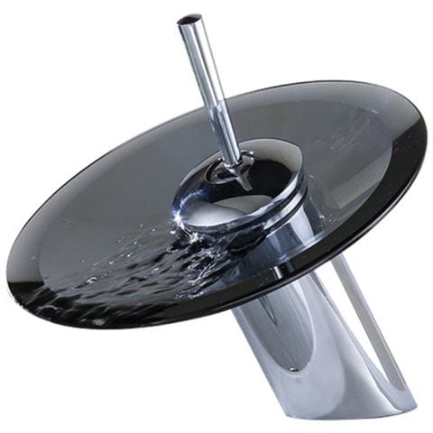 Rubinetto per lavabo da bagno, Blackswan, tipo Waterfall M8, vetro temperato nero, diametro 11,5 cm - Foto 1
