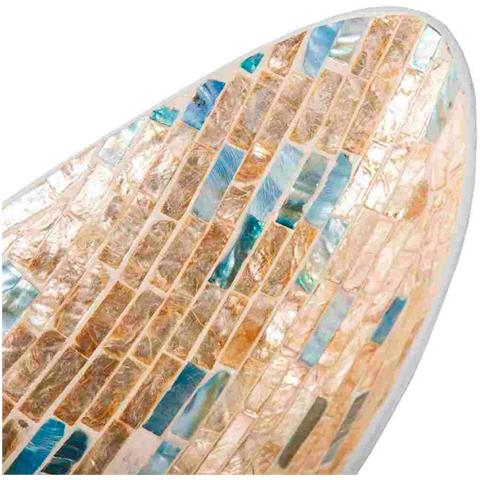 Centrotavola In Pasta Di Carta Rifinita In Capiz Marrone 48x18x13h - Foto 2