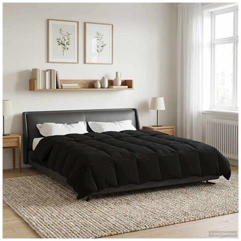 Duvet Invernale Trapuntato Nero 220 x 240 cm Microfibra - Foto 2