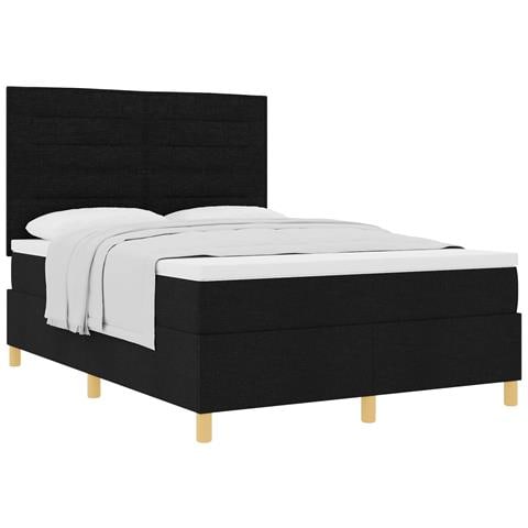 Letto a molle con materasso Nero 140 x 190 cm Tessuto - Foto 1
