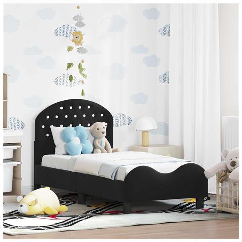 Struttura letto per bambini con testata Nero 70 x 140 cm - Foto 2