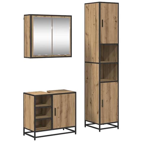 Set di mobili per il bagno con porta 3 pcs Rovere artigianale - Foto 1
