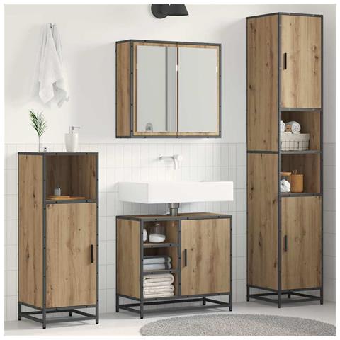 Set di mobili per il bagno con porta 3 pcs Rovere artigianale - Foto 2