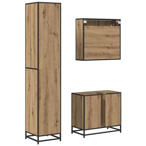 Set di mobili per il bagno con porta 3 pcs Rovere artigianale - Foto 9