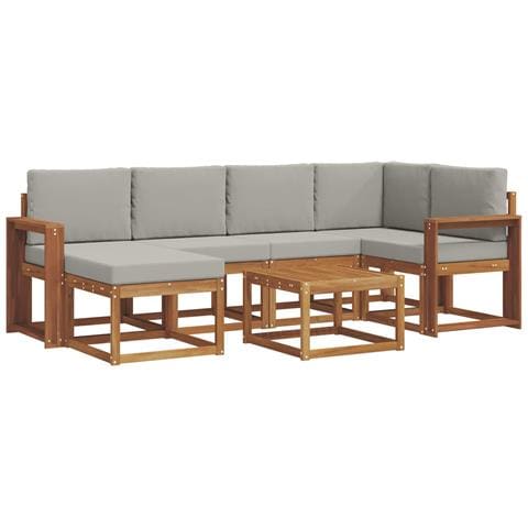 Set di divani da esterno 7 pcs Grigio Naturale e Chiaro - Foto 1