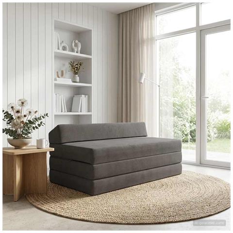 Divano Letto Pieghevole Grigio Scuro 120 x 60 x 49 cm Tessuto - Foto 2