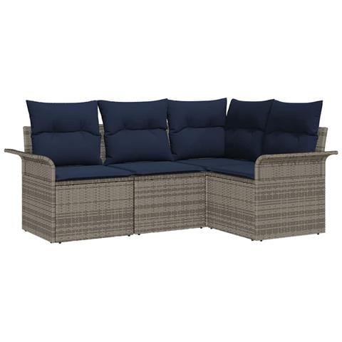 Set Divano da Giardino 4 pcs Grigio polyrattan - Foto 1