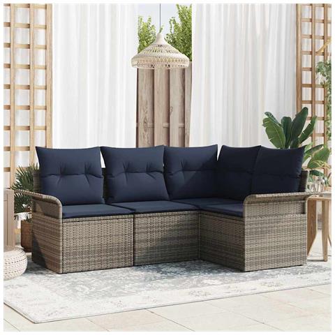 Set Divano da Giardino 4 pcs Grigio polyrattan - Foto 2
