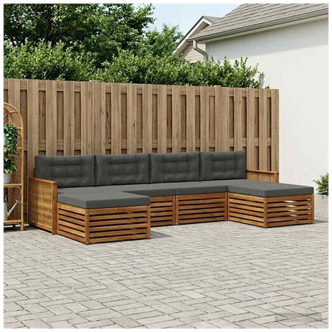 Set divani con cuscino 6 pcs Legno di Acacia Massello - Foto 2