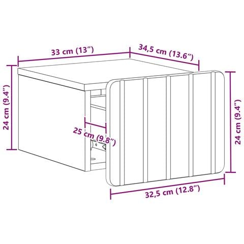 Mobiletto da notte a muro Legno antico 33 x 34,5 x 24 cm - Foto 8
