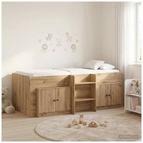 Struttura Letto Loft con Mobile 3 pcs Rovere Artigianale - Foto 2