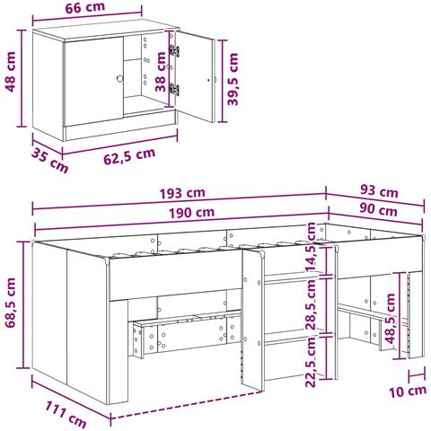 Struttura Letto Loft con Mobile 3 pcs Rovere Artigianale - Foto 8
