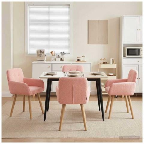 Sedie da pranzo 4 pcs Bouclé Rosa 59 x 57 x 85 cm - Foto 2