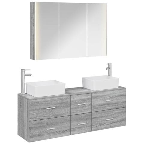 Set di mobili per il bagno 4 pcs Sonoma grigio - Foto 1