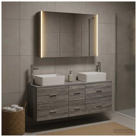 Set di mobili per il bagno 4 pcs Sonoma grigio - Foto 2