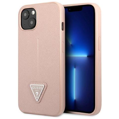 Guess Guhcp13spsatlp Custodia Per Iphone 13 Mini 5,4 Rosa /rosa Saffiano Con Logo A Triangolo - Foto 1