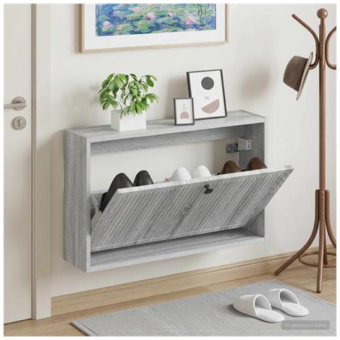 Mobiletto per Scarpe da Muro EDE 71 x 17 x 43 cm Sonoma grigio - Foto 2