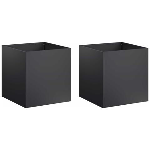 Vaso da giardino 2 pz Nero 35 x 35 x 35 cm - Foto 1