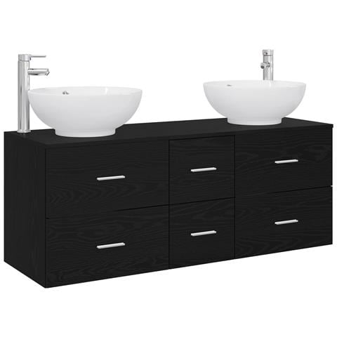 Set di mobili per il bagno 3 pz Nero 49,5 x 44,5 x 65 cm - Foto 1