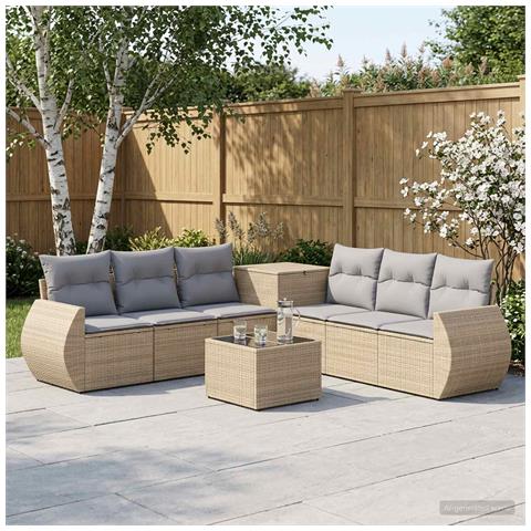 Set di divani 8 pz Beige e Grigio Chiaro - Foto 2