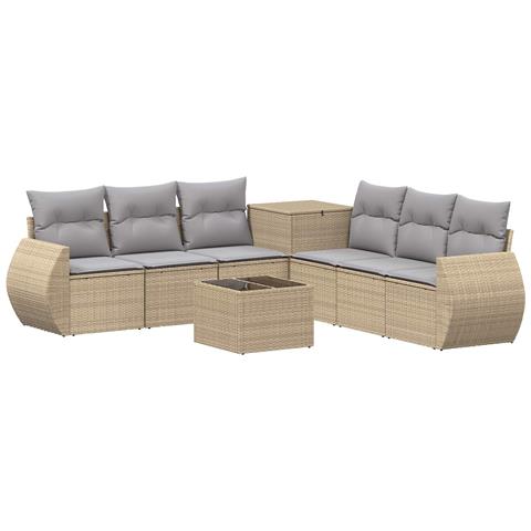 Set di divani 8 pz Beige e Grigio Chiaro - Foto 1