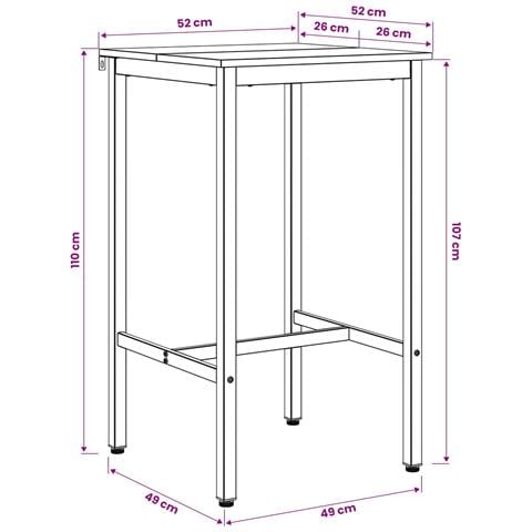 Tavolo da bar 52 x 52 x 110 cm Legno ingegnerizzato - Foto 6
