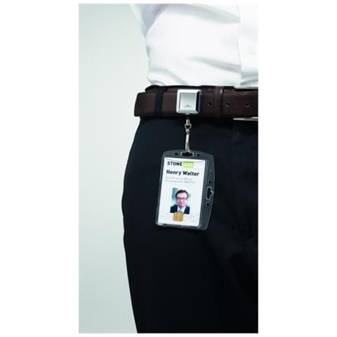 Chiocciola Yo-yo Quadro Clip Quadrata Metallo Filo Retrattile 80 Cm Moschettone Argento - Foto 1