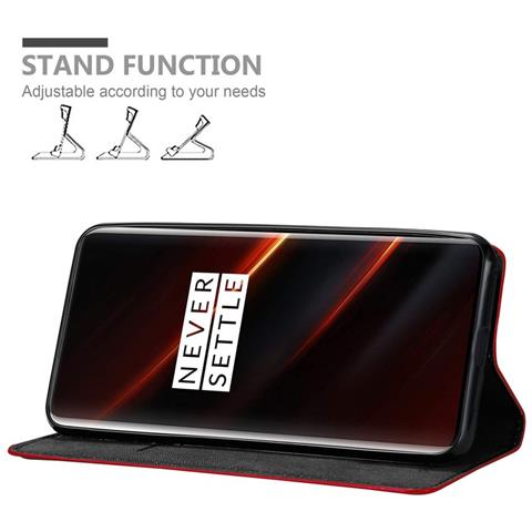 Cadorabo Custodia Compatibile Con Oneplus 7t Pro In Rosso Mela - Coperchio Protettiva Con Chiusura Magnetica, Funzione Stand E Tasca Per Le Carte - Foto 2