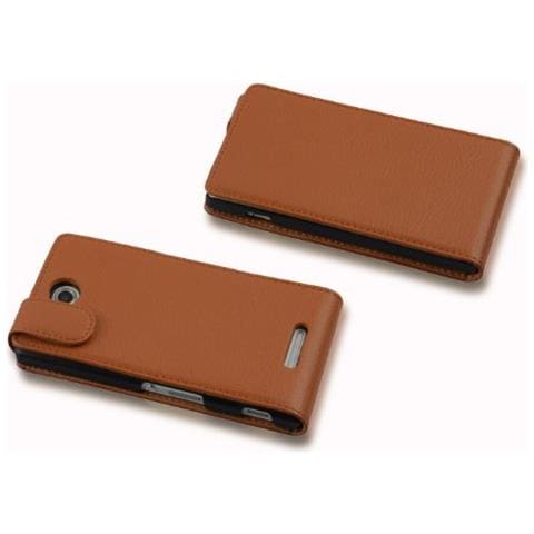 Custodia Compatibile Con Sony Xperia C In Marrone Cioccolata - Coperchio Protettivo In Design Flip Realizzato In Similpelle Testurizzata - Foto 2