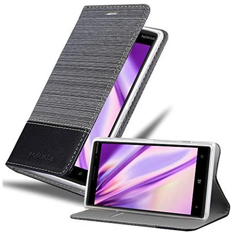 Custodia Compatibile Con Nokia Lumia 830 In Grigio Nero - Coperchio Protettiva Con Chiusura Magnetica, Funzione Stand E Tasca Per Le Carte - Foto 1