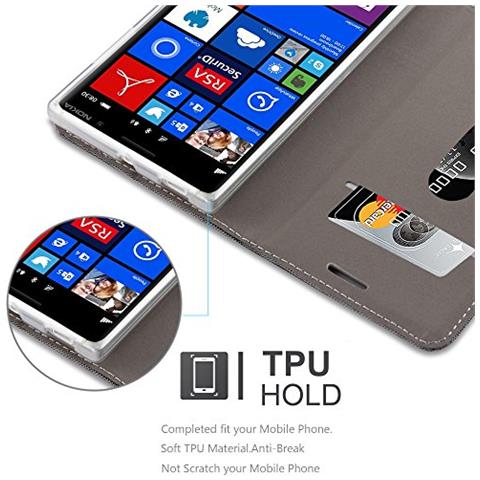 Custodia Compatibile Con Nokia Lumia 830 In Grigio Nero - Coperchio Protettiva Con Chiusura Magnetica, Funzione Stand E Tasca Per Le Carte - Foto 2