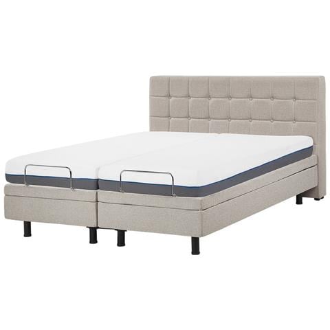 Letto Di Tessuto Imbottito Beige Regolabile Elettricamente 160 X 200 Cm Duke - Foto 10