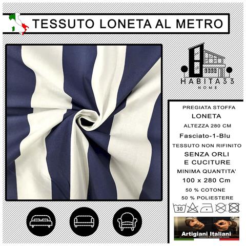 Tessuto Loneta Al Metro – Larghezza 280 Cm, Ideale Per Arredamento, Abbigliamento, Tende E Diy – Elegante, Morbido E Facile Da Lavorare (fasciato-1-blu) - Foto 2