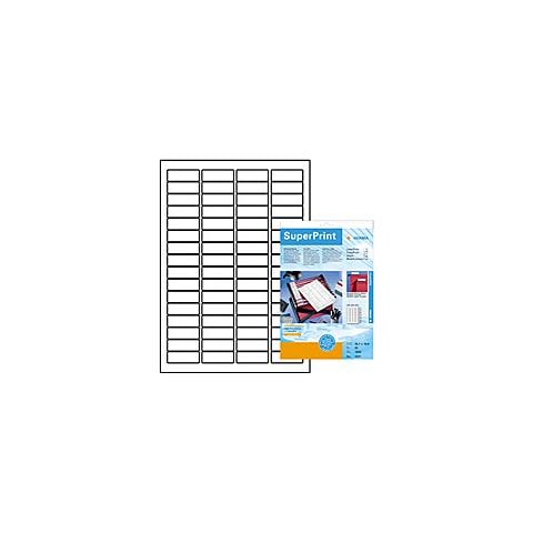 Tab labels withe 45,7x16,9 SuperPrint, Bianco, Labels / pack - 1600 pcs. Sheets / pack -25 pcs, 45, 7 x 16, 9 mm, A4 sheets - Foto 1