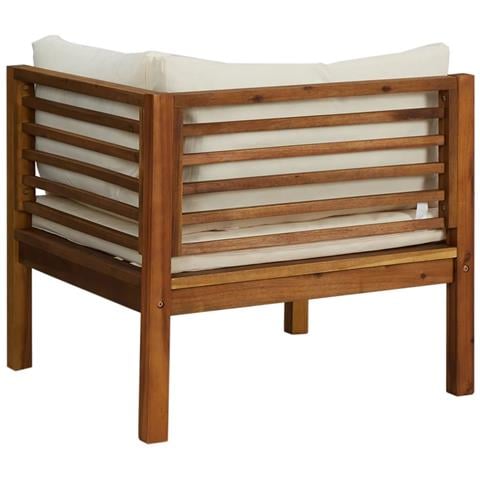 Divano Angolare Modulare Cuscini Bianco Crema in Legno d'Acacia - Foto 2