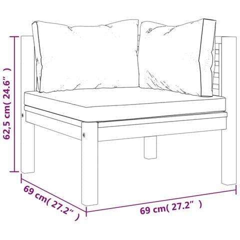 Divano Angolare Modulare Cuscini Bianco Crema in Legno d'Acacia - Foto 6