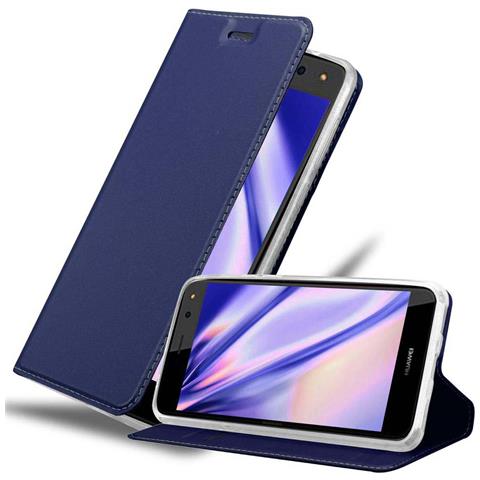 Custodia Compatibile Con Huawei Y6 2017 In Classy Blu Scuro - Coperchio Protettiva Con Chiusura Magnetica, Funzione Stand E Tasca Per Le Carte - Foto 1