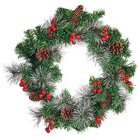 Ghirlanda Di Natale Frutti Rossi Rosso Marrone Verde (38 X 14 X 38 Cm) - Foto 1