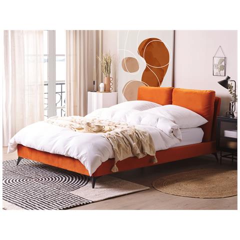Letto Velluto Melle 140 X 200 Cm Arancione - Foto 1