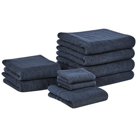 Set Di 9 Asciugamani Cotone Blu Scuro Mitiaro - Foto 5