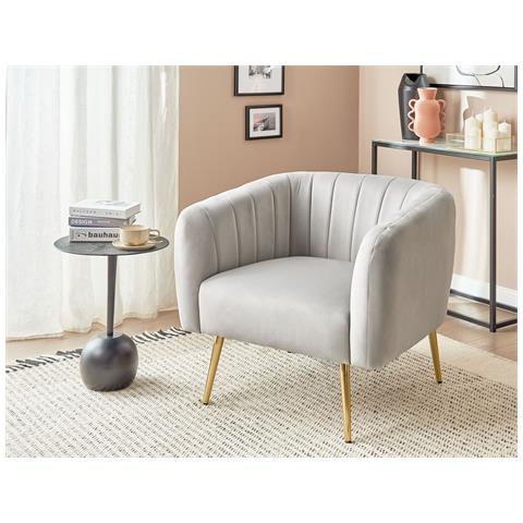 Poltrona Velluto Grigio Chiaro Laconia - Foto 1